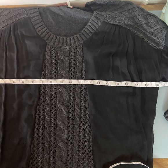 Silk wool Grey and Black Sweater Pullover Knit Sheer Sleeve - Size Med - Picture 9 of 13